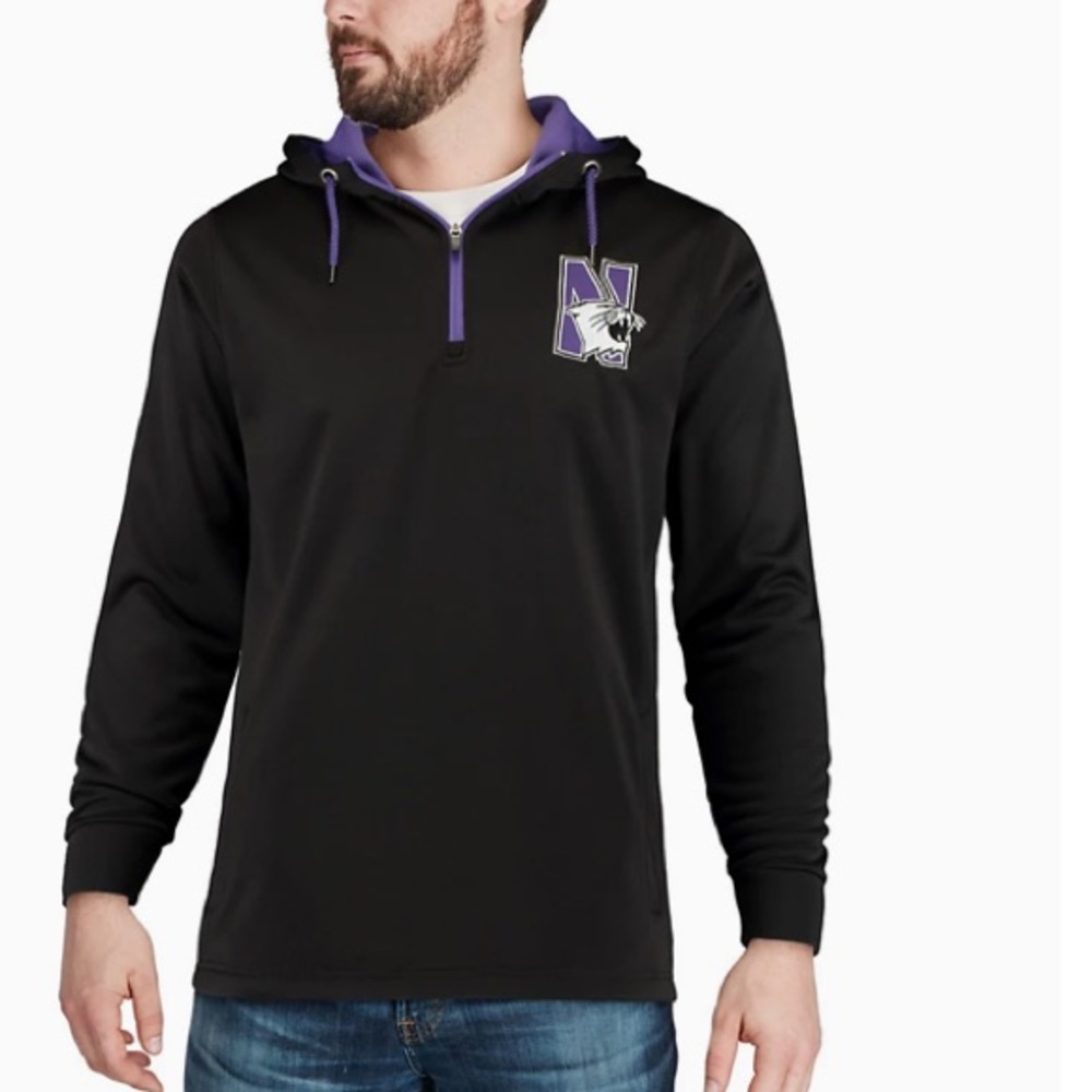 MENS COLOSSEUM NORTHWESTERN PERFORMANCE QUARTER-ZIP PULLOVER HOODIE